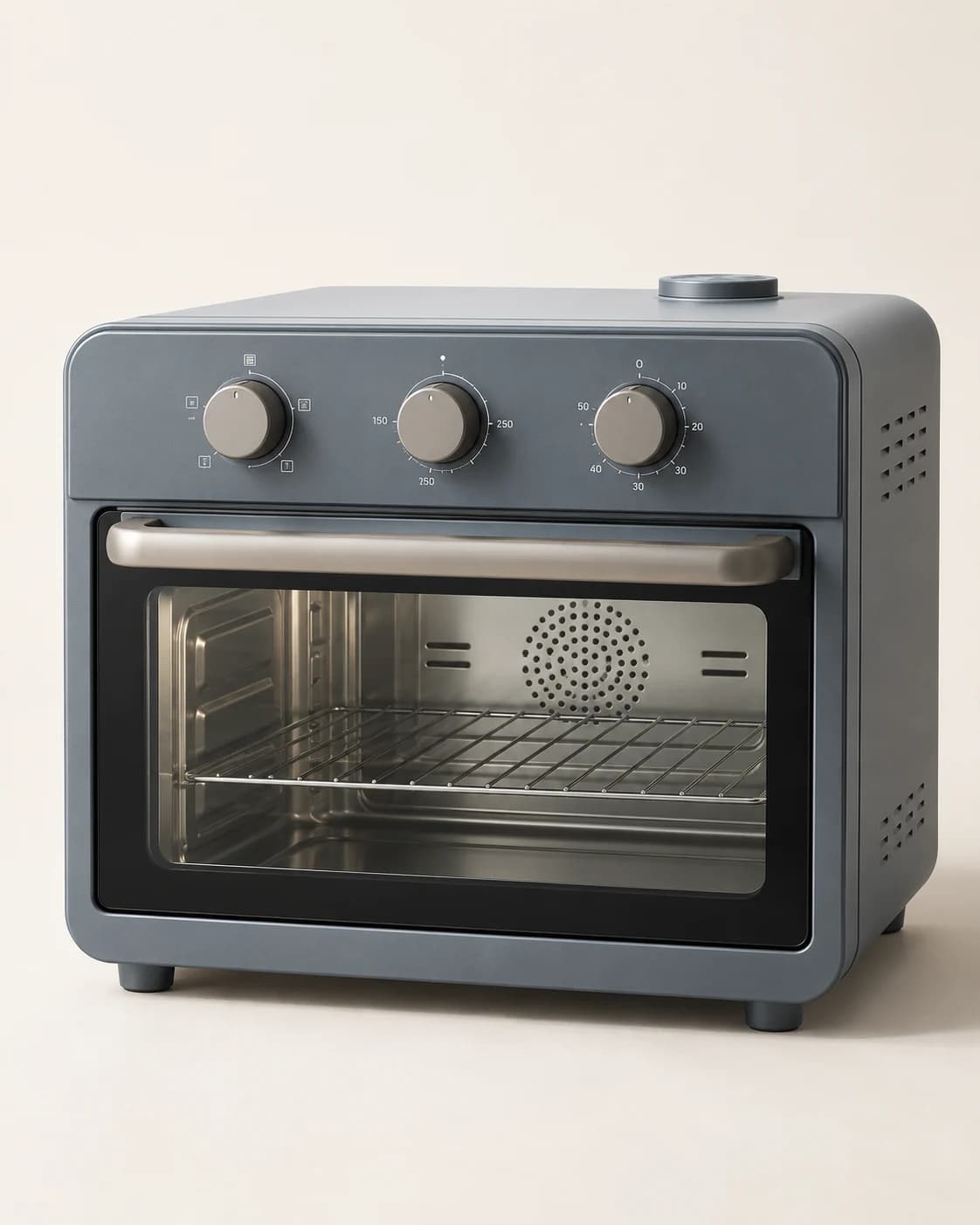 Compact steam air fryer oven in a clean seller product photo