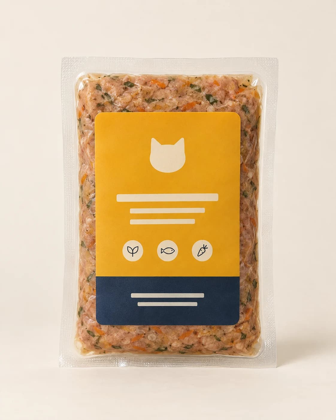Fresh cat meal pack in a clean seller product photo