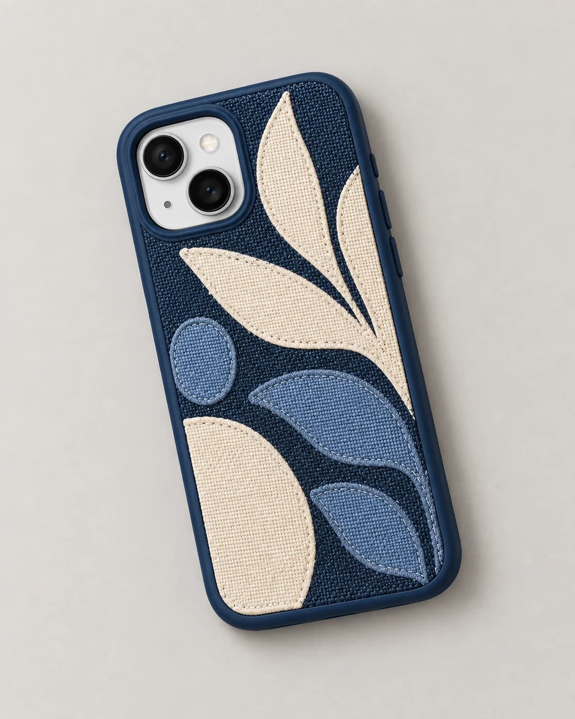 Textile protective phone case in a plain seller product photo